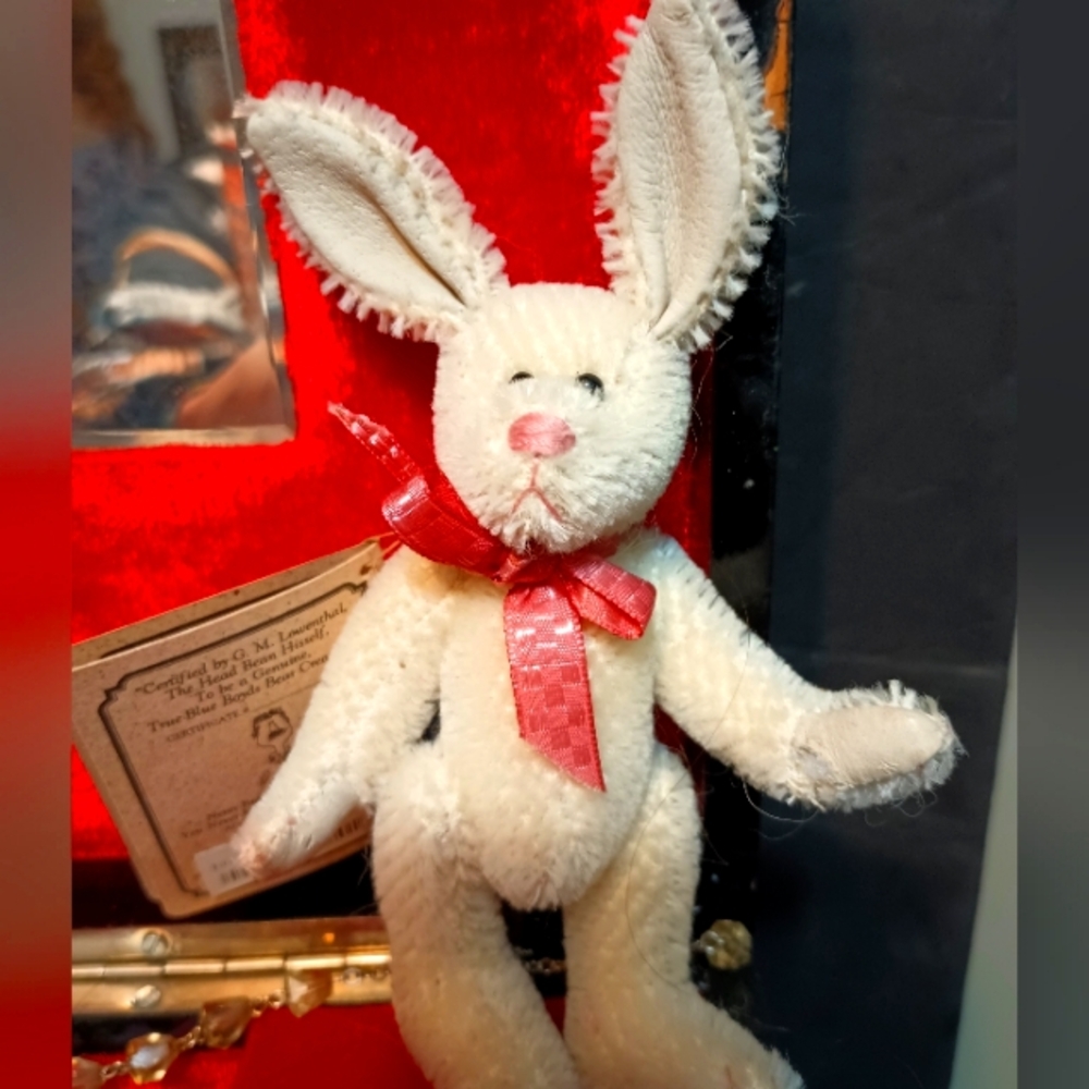 MOHAIR BUNNY BOYDS Cream Plush Bunny with Red Bow